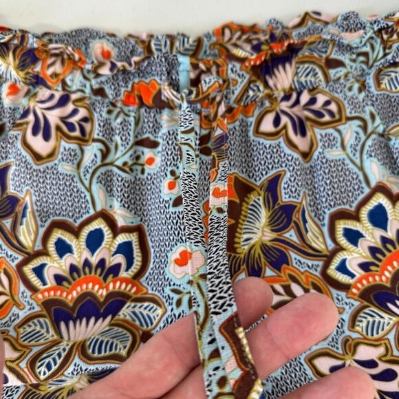 Loft Pull on Wide Leg Pants size S Floral Pockets Paper Bag - Picture 2 of 10